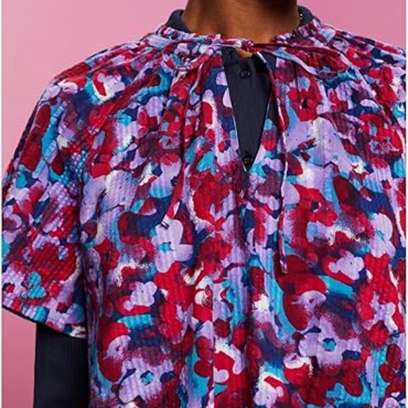 #90 Women's Esprit Cotton Midi Short Sleeve Tie neck Dress, Size Small - Picture 10 of 10